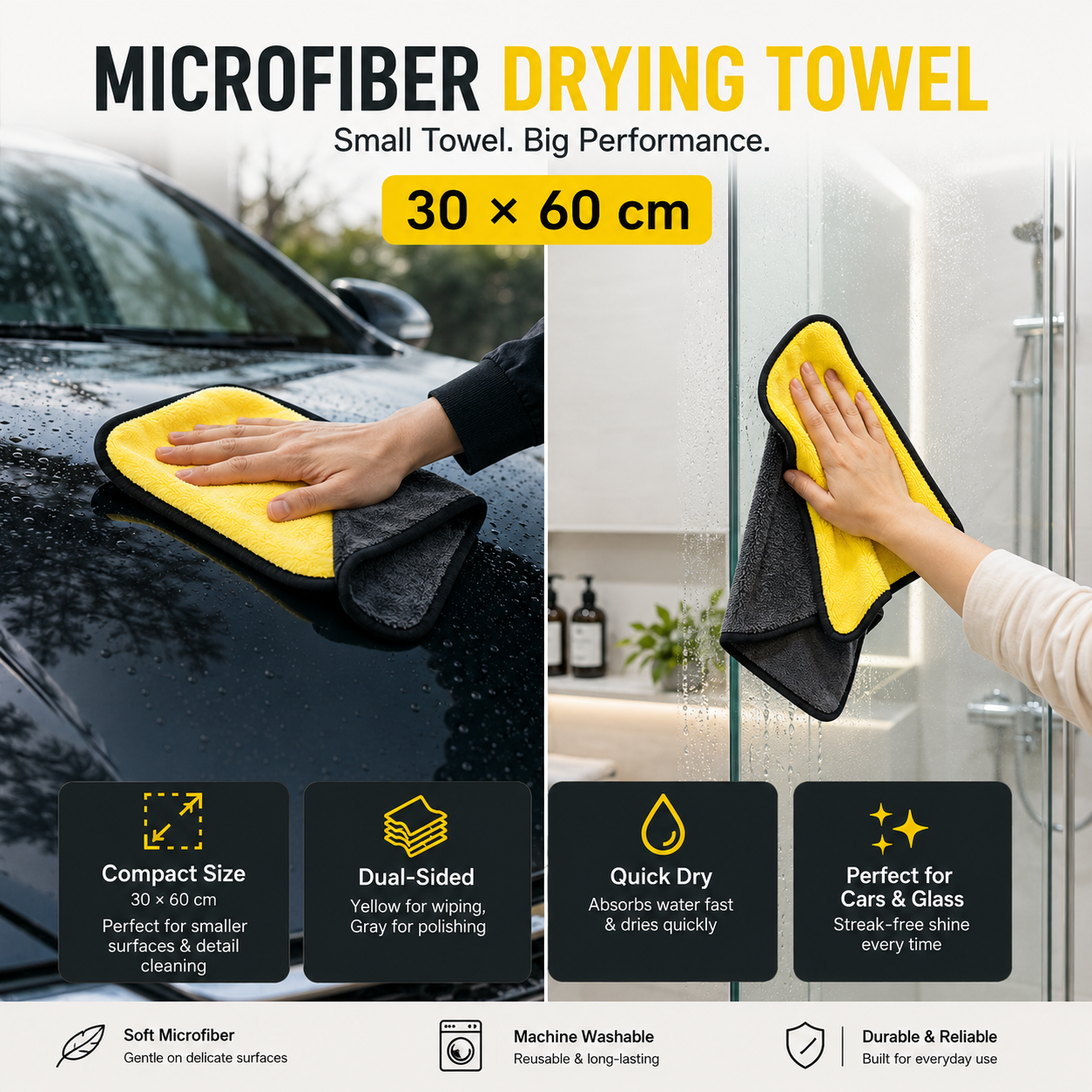 XL Mikrofaser-Trockentuch 70 × 140 cm – Premium Autopflege & Reinigungstuch